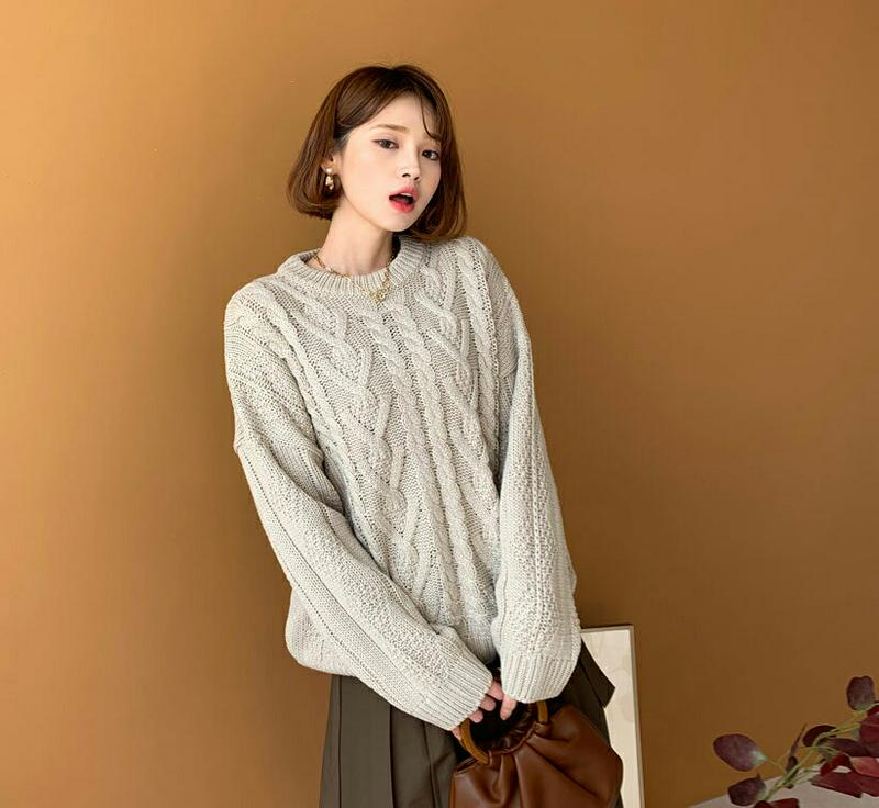 【新作10%OFF】ツイストルーズニット・全3色・b60856 レディース【tops】【韓国 ファッション トップス ニット ニ