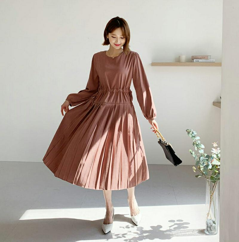 【新作10%OFF】プリーツストリングワンピース・全4色・t60867 レディース【ops】【韓国 ファッション ワンピース ロ