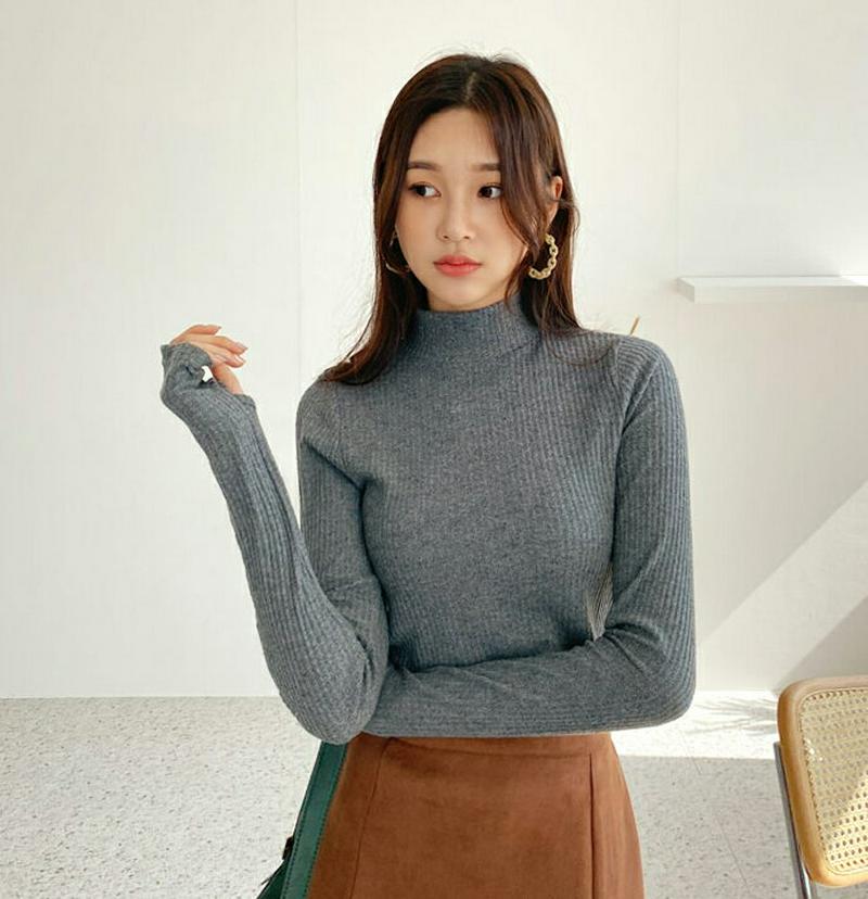【新作10%OFF】起毛ハーフネックTシャツ・全4色・t60854 レディース【tops】【韓国 ファッション トップス Tシャ