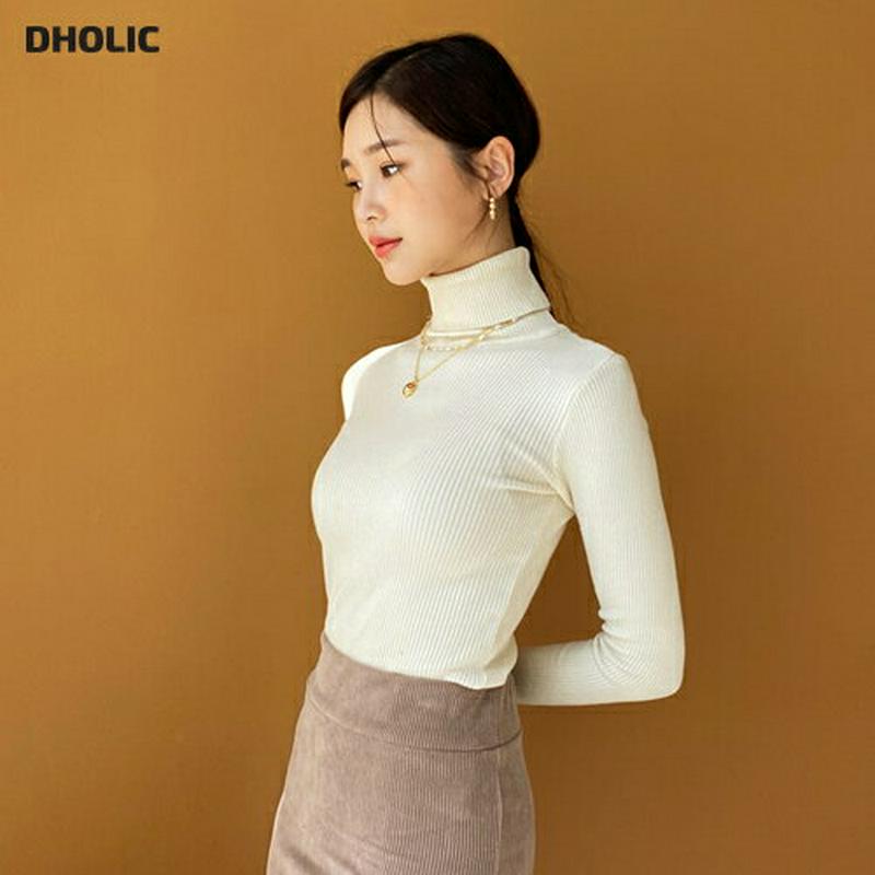 ≪人気商品再入荷≫リブタートルネックニット・全6色・t60862 レディース【tops】 韓国ファッション トップス ニット ニットトップス ロングスリーブ 長袖 タートルネック リブニット ベーシック シンプル 単色 無地 秋 冬