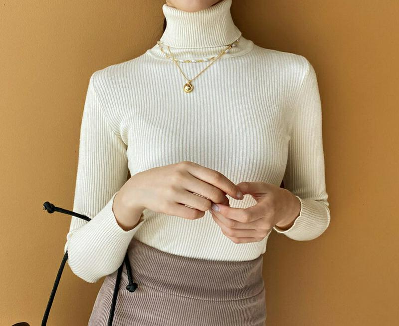 ≪人気商品再入荷≫リブタートルネックニット・全6色・t60862 レディース【tops】 韓国ファッション トップス ニット ニットトップス ロングスリーブ 長袖 タートルネック リブニット ベーシック シンプル 単色 無地 秋 冬