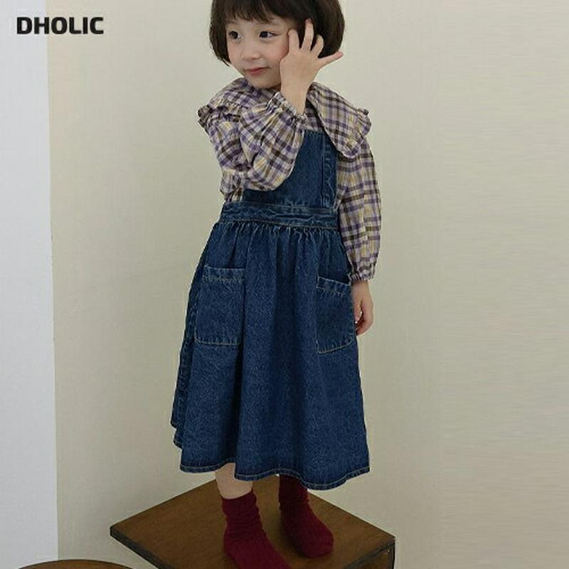 【新作10%OFF】フレアデニムサロペットスカート・u06966 キッズ【3~8才】【ops】【サロペット サロペットスカート 