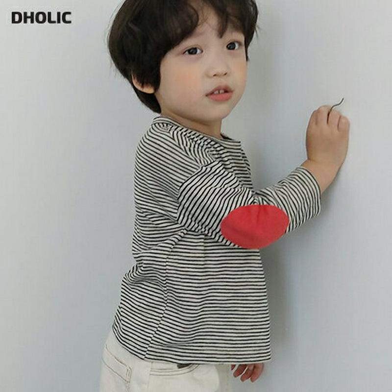 【新作10%OFF】配色パッチボーダーTシャツ・u06956 キッズ【3~8才】【tops】【トップス Tシャツ 長袖 ロンT 