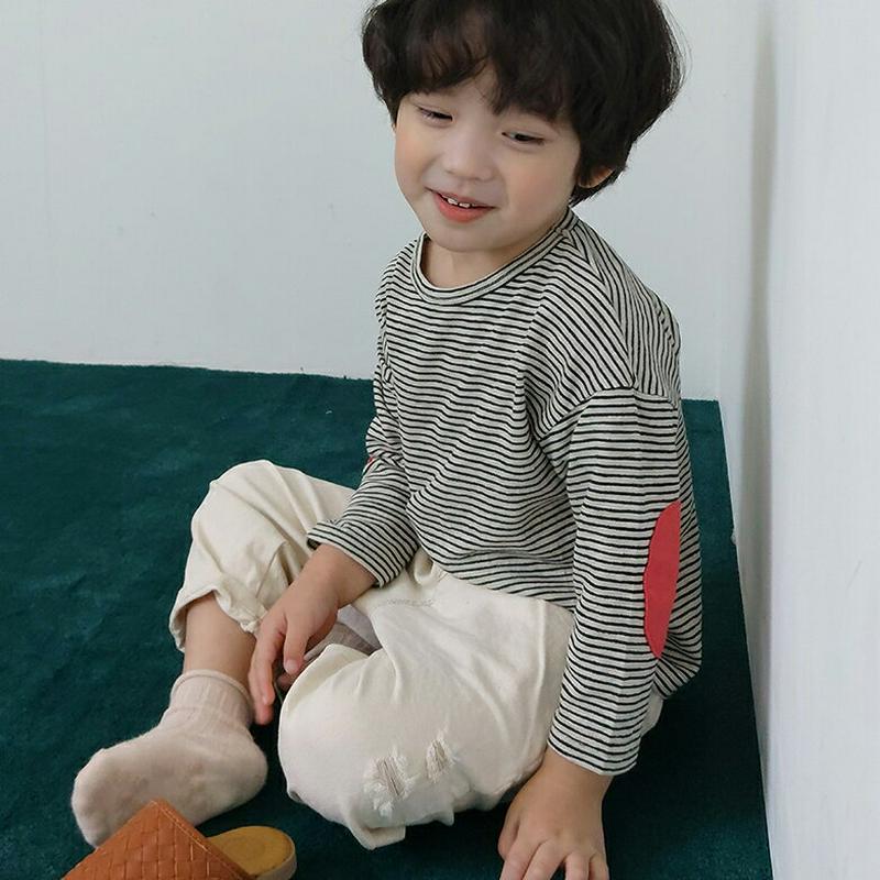 【新作10%OFF】配色パッチボーダーTシャツ・u06956 キッズ【3~8才】【tops】【トップス Tシャツ 長袖 ロンT 