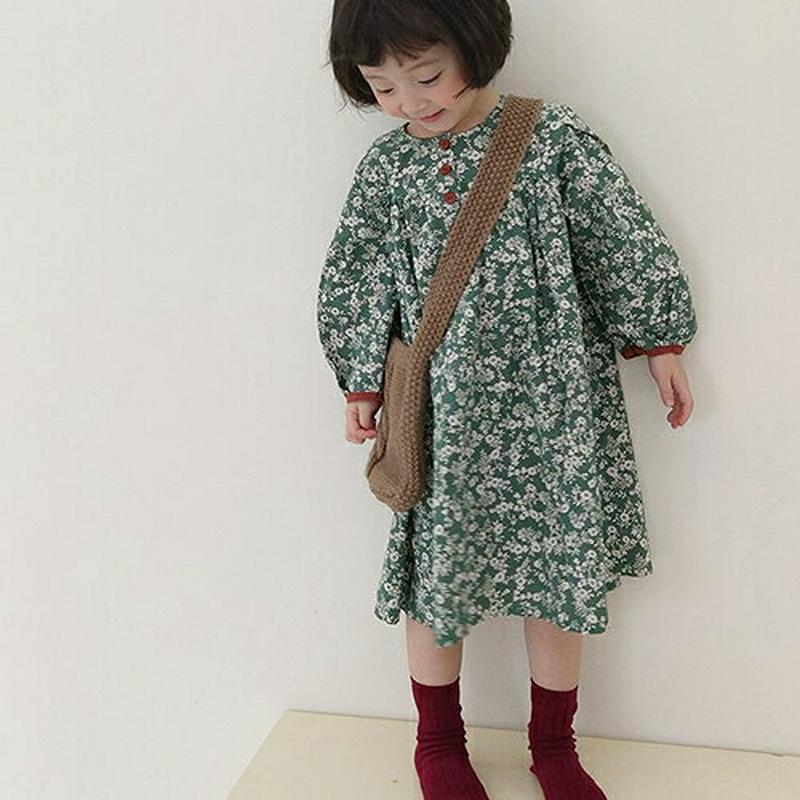 【新作10%OFF】ボリュームスリーブ花柄ワンピース・u06969 キッズ【3~8才】【ops】【ワンピース ロング ロングワン