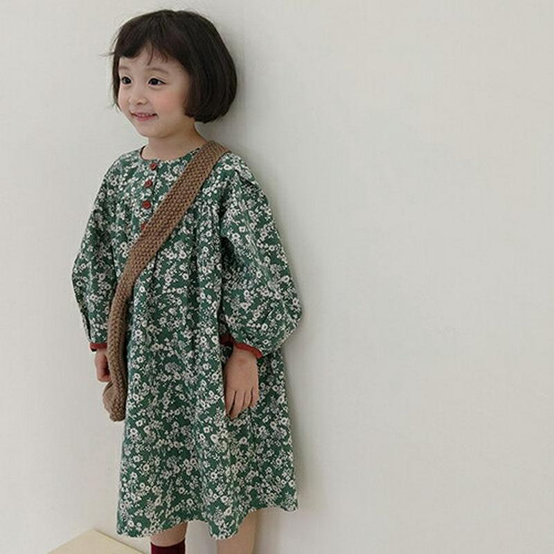 【新作10%OFF】ボリュームスリーブ花柄ワンピース・u06969 キッズ【3~8才】【ops】【ワンピース ロング ロングワン