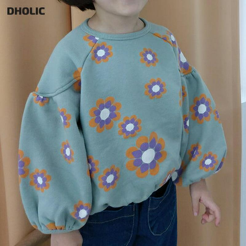 【新作10%OFF】ボリュームスリーブ花柄Tシャツ・u07121 キッズ【3~8才】【tops】【トップス Tシャツ 長袖 花柄