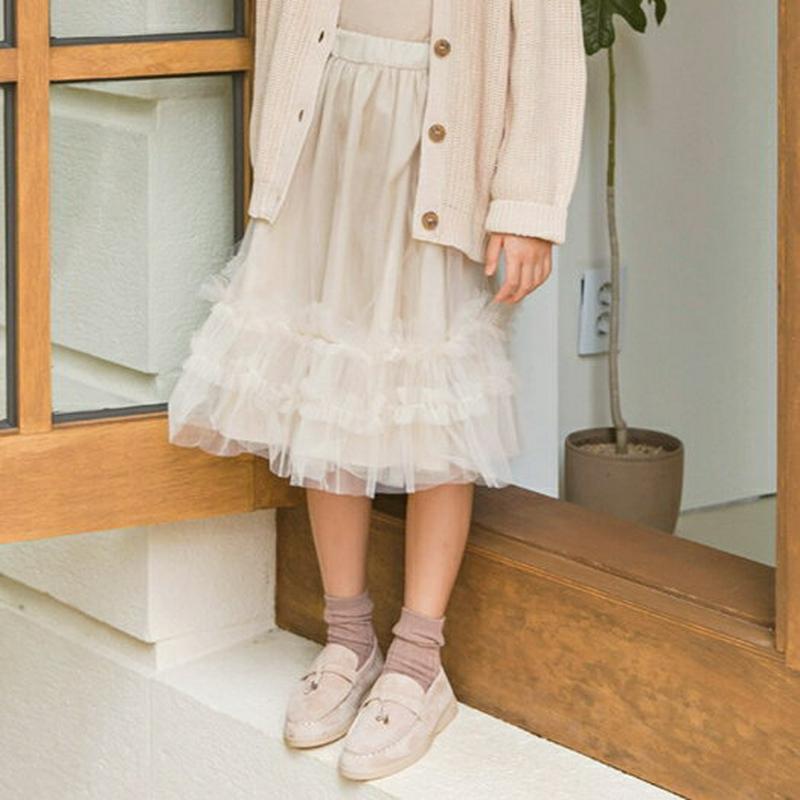 【新作10%OFF】フリルチュールスカート・p007004 キッズ【3~8才】【sk】【スカート ミディ丈 ミディスカート チュ