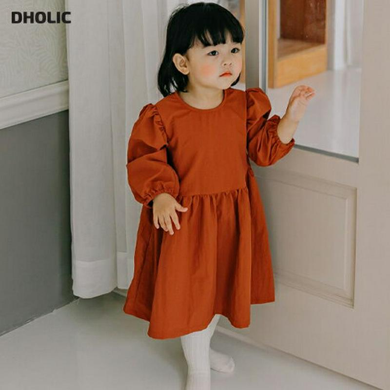 【新作10%OFF】ラウンドネックパフスリーブワンピース・u06937 キッズ【3~8才】【ops】【ワンピース ロング ロング