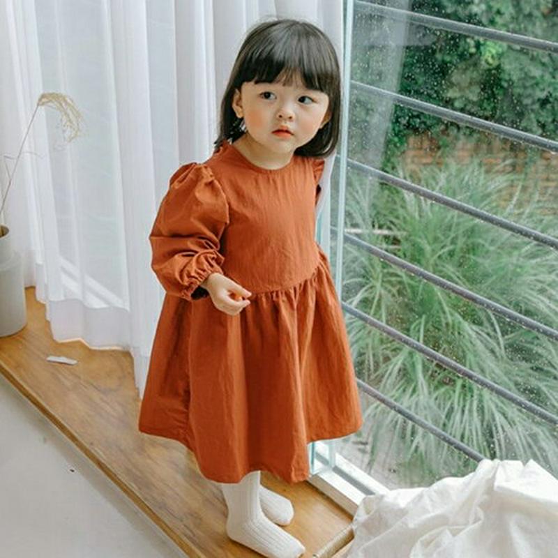 【新作10%OFF】ラウンドネックパフスリーブワンピース・u06937 キッズ【3~8才】【ops】【ワンピース ロング ロング