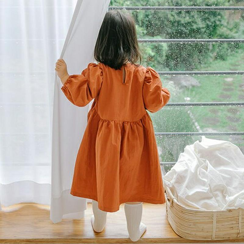 【新作10%OFF】ラウンドネックパフスリーブワンピース・u06937 キッズ【3~8才】【ops】【ワンピース ロング ロング