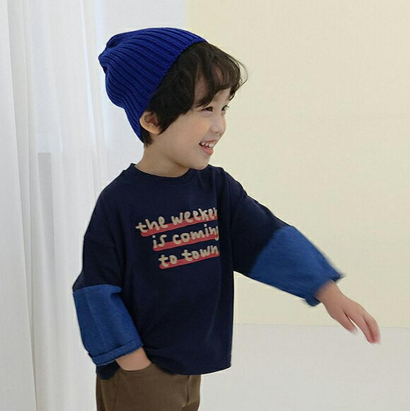 【新作10%OFF】袖コントラスト英字Tシャツ・u06964 キッズ【3~8才】【tops】【トップス Tシャツ 長袖 ロンT 