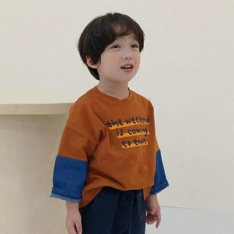 【新作10%OFF】袖コントラスト英字Tシャツ・u06964 キッズ【3~8才】【tops】【トップス Tシャツ 長袖 ロンT 