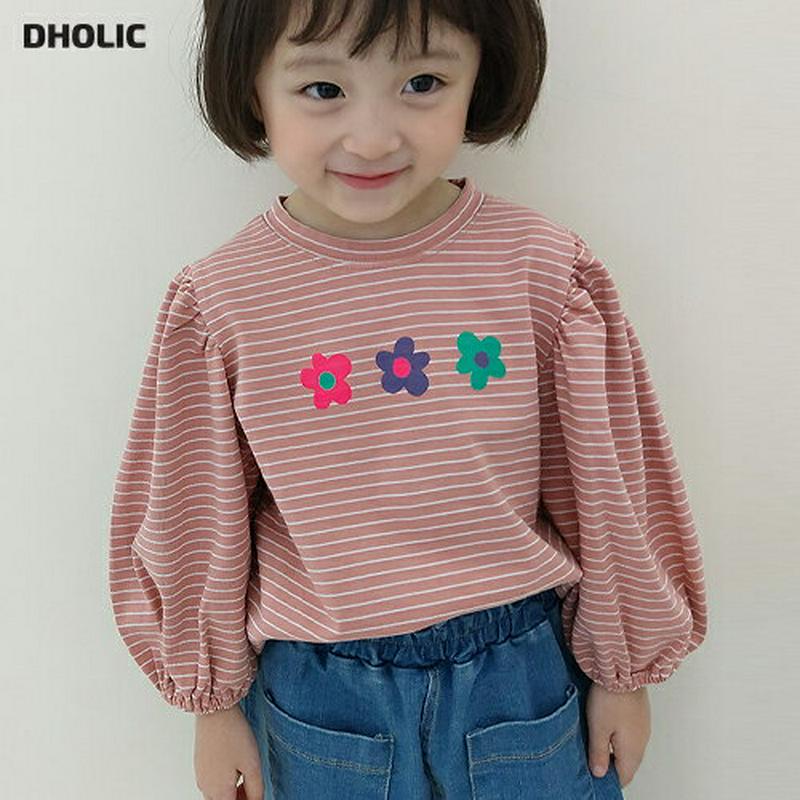【新作10%OFF】フラワーバルーンボーダーTシャツ・u06950 キッズ【3~8才】【tops】【トップス Tシャツ 長袖 ボ