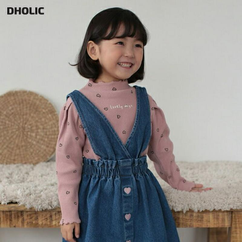 【新作10%OFF】リブハートレタリングTシャツ・u06801 キッズ【3~8才】【tops】【トップス Tシャツ 長袖 リブト