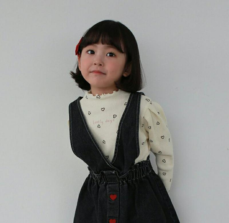 【新作10%OFF】リブハートレタリングTシャツ・u06801 キッズ【3~8才】【tops】【トップス Tシャツ 長袖 リブト