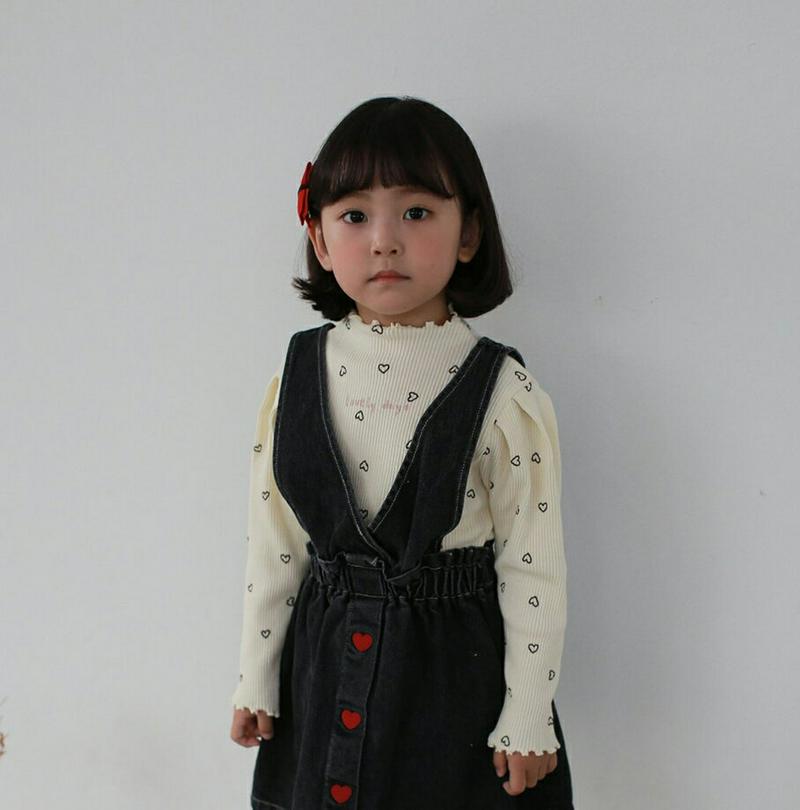 【新作10%OFF】リブハートレタリングTシャツ・u06801 キッズ【3~8才】【tops】【トップス Tシャツ 長袖 リブト