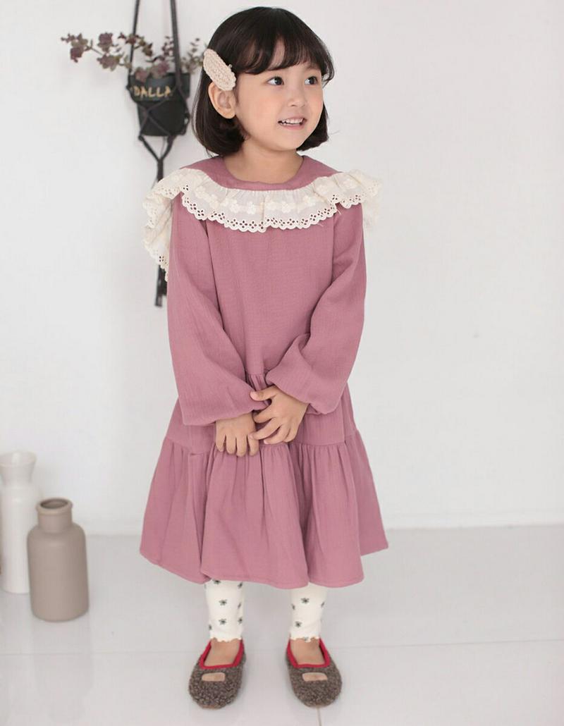 【新作10%OFF】レースフリルネックワンピース・u06814 キッズ【3~8才】【ops】【ワンピース ミディ丈 ミディワンピ