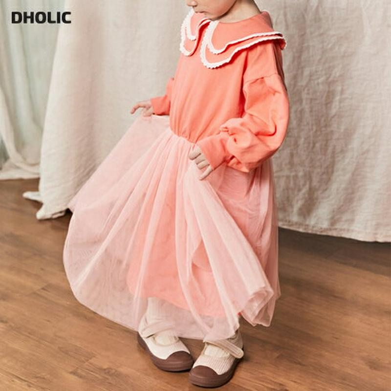 【新作10%OFF】配色ダブルカラーワンピース・u06829 キッズ【3~8才】【ops】【ワンピース ロング ロングワンピース