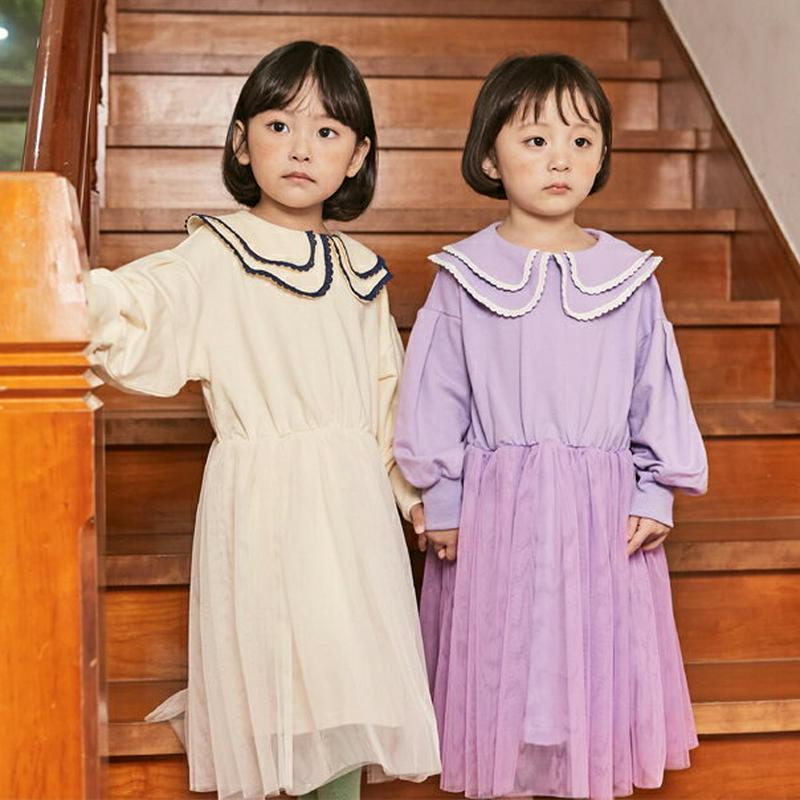 【新作10%OFF】配色ダブルカラーワンピース・u06829 キッズ【3~8才】【ops】【ワンピース ロング ロングワンピース