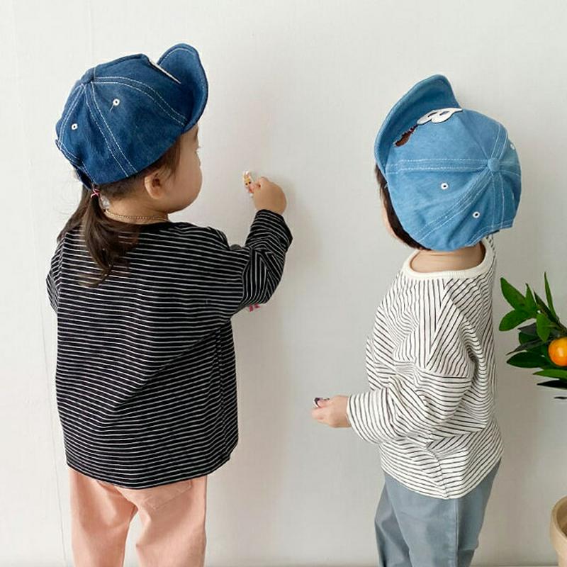 スリムボーダーTシャツ・p006788 キッズ【3~8才】【tops】【トップス Tシャツ 長袖 ロンT ボーダー　柄 カジュアル ラフ シンプル 女の子 男の子 春 秋 韓国 韓国子供服 子供 こども 子供服 こども服】【KIDS】