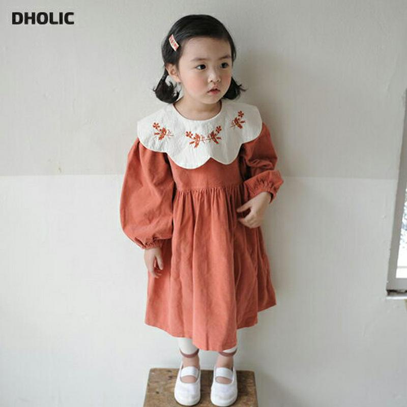 【新作10%OFF】刺繍スカラップカラーワンピース・u06581 キッズ【3~8才】【ops】【ワンピース ロング ロングワンピ