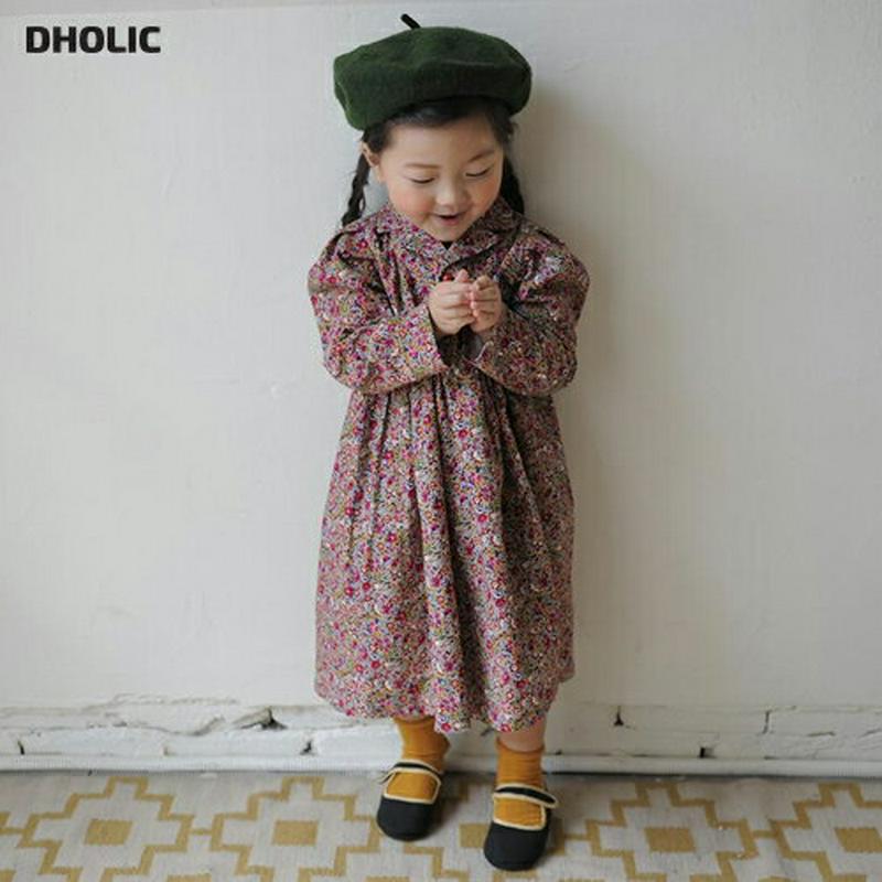 【新作10%OFF】開襟小花柄ワンピース・u06544 キッズ【3~8才】【ops】【ワンピース ロング ロングワンピース 長袖