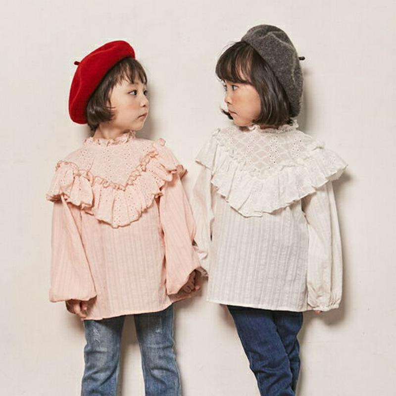 【新作10%OFF】アイレットレースフリルブラウス・u06835 キッズ【3~8才】【bl】【トップス ブラウス 長袖 フリル 