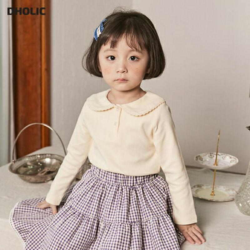 【新作10%OFF】ラウンドカラーボタンTシャツ・u06831 キッズ【3~8才】【tops】【トップス Tシャツ 長袖 ラウン