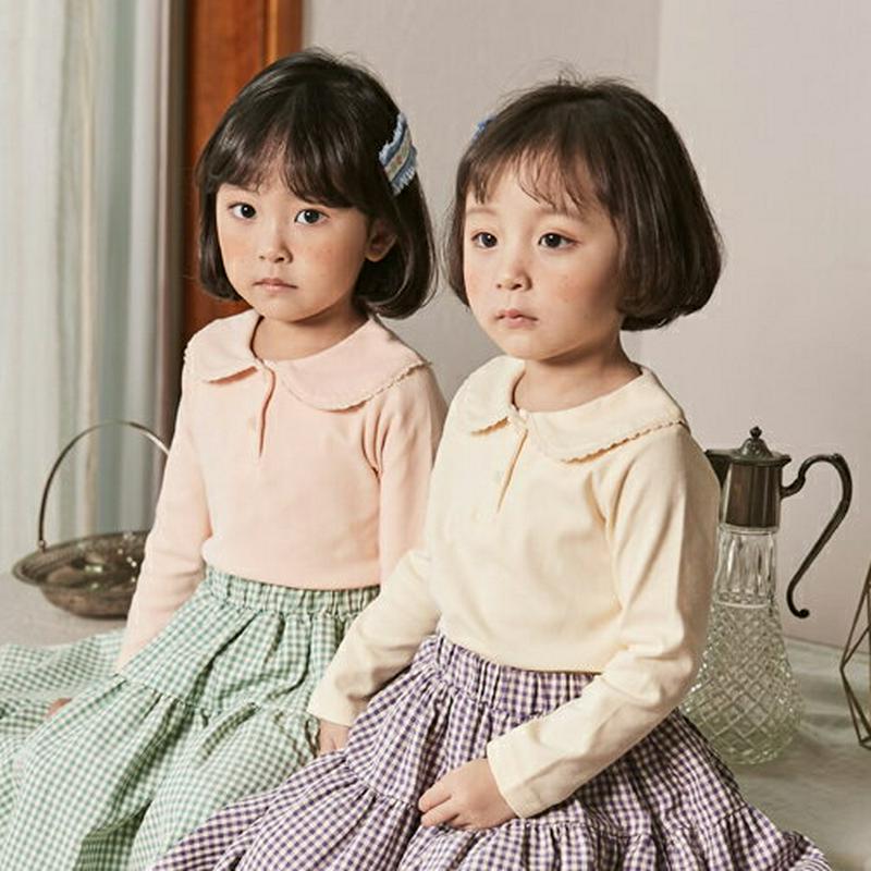 【新作10%OFF】ラウンドカラーボタンTシャツ・u06831 キッズ【3~8才】【tops】【トップス Tシャツ 長袖 ラウン