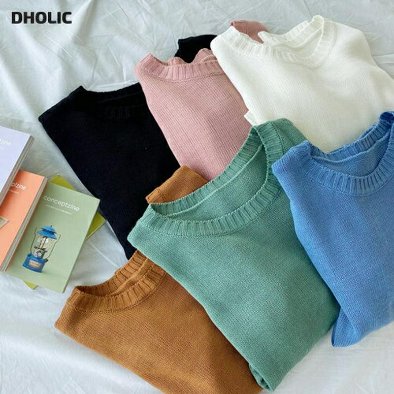 【只今10%OFF】アンバランスラウンドニット・全6色・t61172 レディース【tops】【韓国 ファッション トップス ニッ