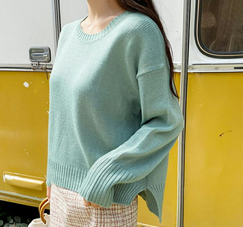 【只今10%OFF】アンバランスラウンドニット・全6色・t61172 レディース【tops】【韓国 ファッション トップス ニッ