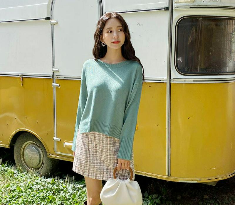 【只今10%OFF】アンバランスラウンドニット・全6色・t61172 レディース【tops】【韓国 ファッション トップス ニッ