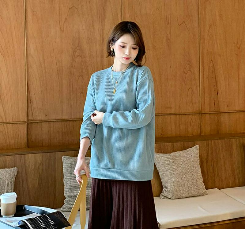 【只今10%OFF】ルーズリブTシャツ・全4色・55964 レディース【tops】【韓国 ファッション トップス Tシャツ ロン