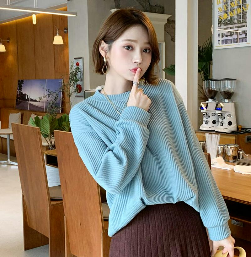 【只今10%OFF】ルーズリブTシャツ・全4色・55964 レディース【tops】【韓国 ファッション トップス Tシャツ ロン