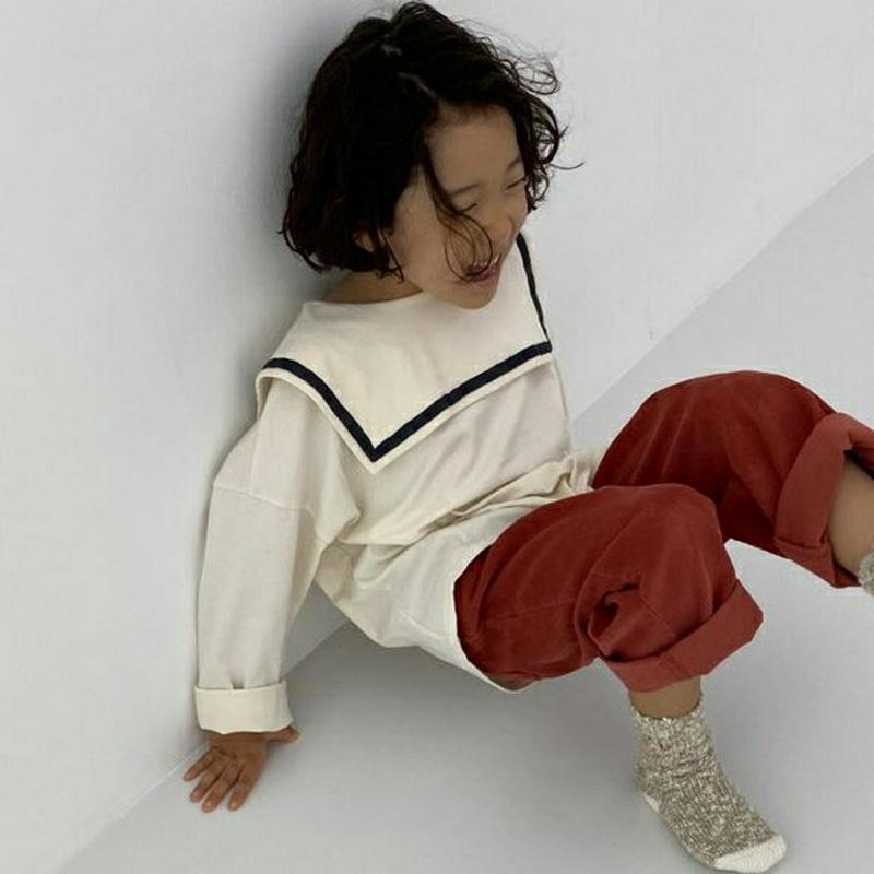 セーラーカラーTシャツ・u05820 キッズ【3~8才】【tops】【トップス Tシャツ 長袖 セーラーカラー セーラー ロンT