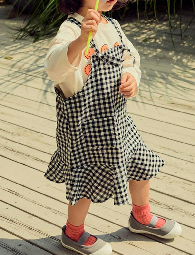 チェックフレアヘムワンピース・u06759 キッズ【3~8才】【ops】【ワンピース ロング ロングワンピース スリーブレス ノ
