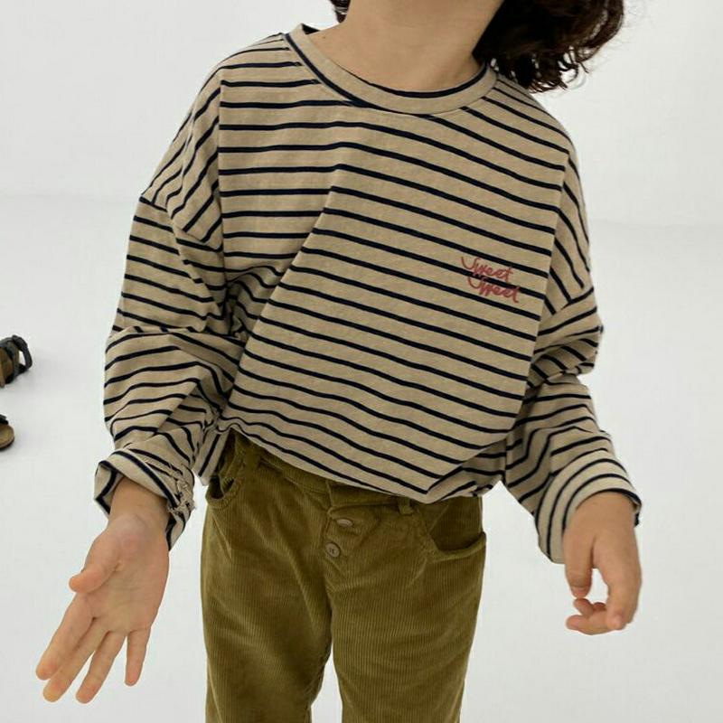 sweetボーダーTシャツ・u05815 キッズ【3~8才】【tops】【トップス Tシャツ 長袖 ボーダー 柄 ロンT カジュ