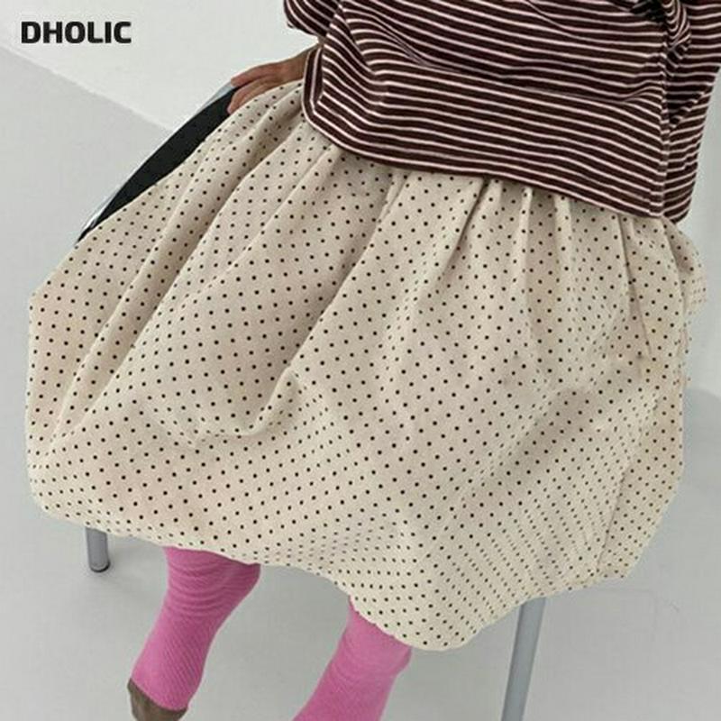 小粒ドットフレアスカート・u05780 キッズ【3~8才】【sk】【スカート ロング ロングスカート フレア フレアスート ドッ