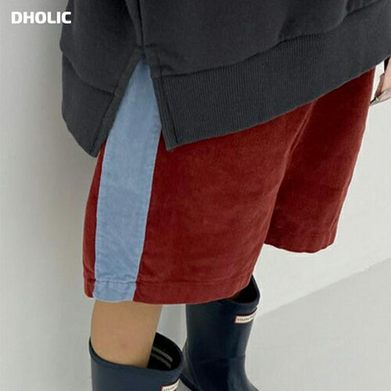 配色コーデュロイハーフパンツ・u05782 キッズ【3~8才】【pt】【パンツ ズボン ハーフパンツ 半ズボン コーデュロイ　シ