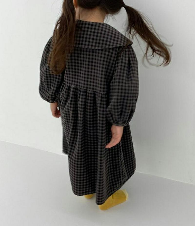 カラーチェックワンピース・u05781 キッズ【3~8才】【ops】【ワンピース ロング ロングワンピース 長袖 チェック柄 ギ