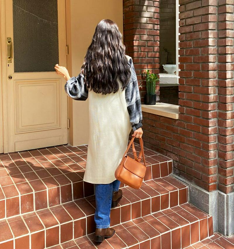 Vネックニットワンピース・全4色・t61185 レディース【ops】【韓国 ファッション ワンピース ミディ丈 ミディワンピース