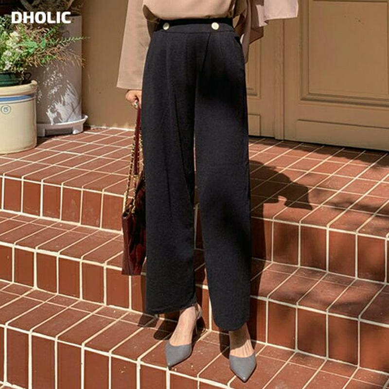 ボタンニットパンツ・全3色・t64427 レディース【pt】【韓国 ファッション ボトムス ズボン パンツ ロングパンツ ワイド