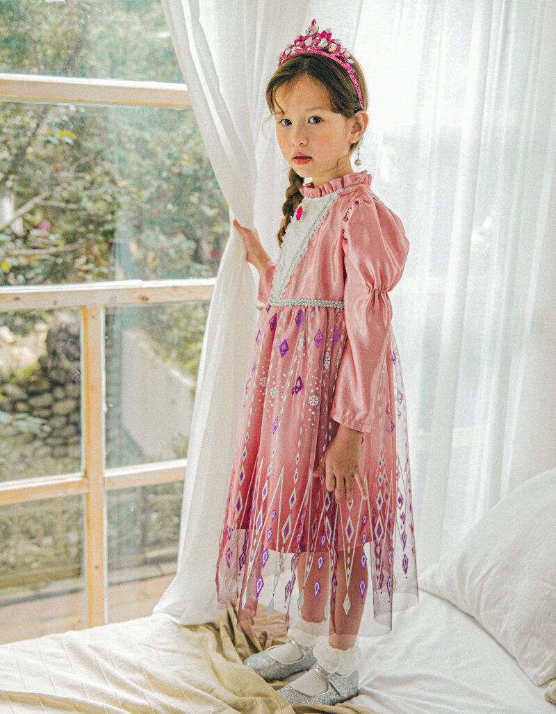 プリンセス風ワンピース・u06712 キッズ【3~8才】【ops】【ワンピース ミディ丈 ミディワンピース 長袖 可愛い かわい