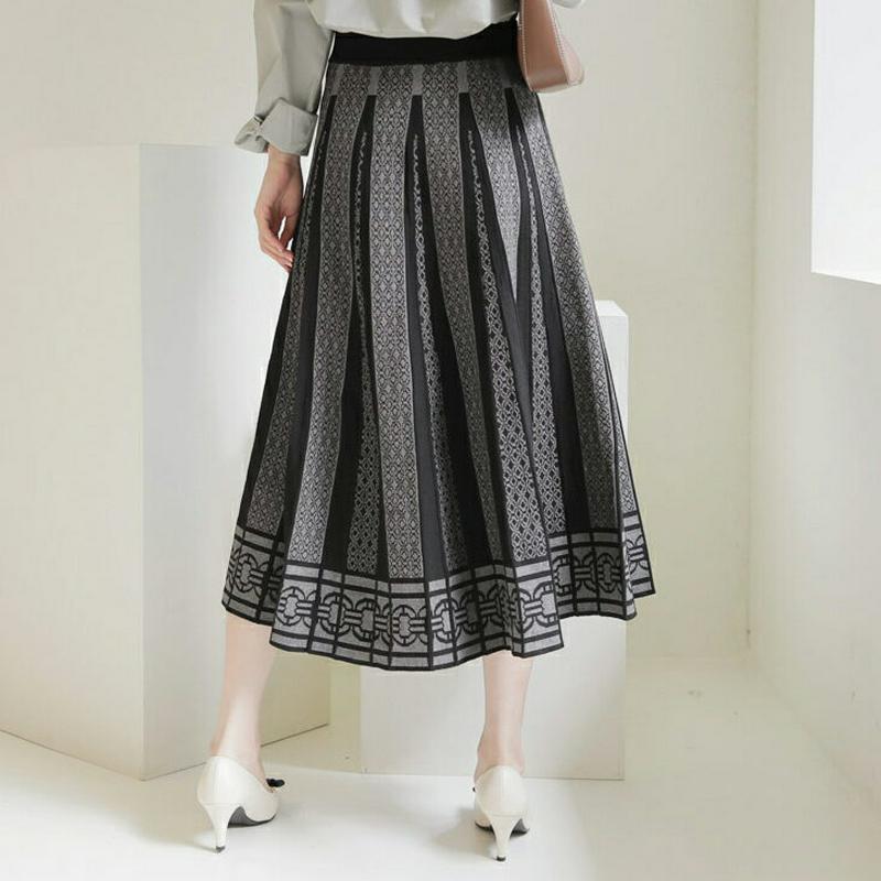 パターンニットフレアスカート・全3色・b64432 レディース【sk】【韓国 ファッション ボトムス スカート ロング丈 ロング