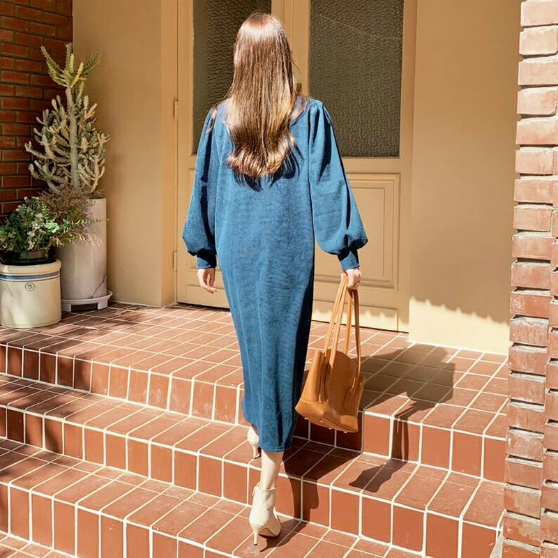 コーデュロイジップアップワンピース・全3色・b64409 レディース【ops】【韓国 ファッション ワンピース ロングワンピース