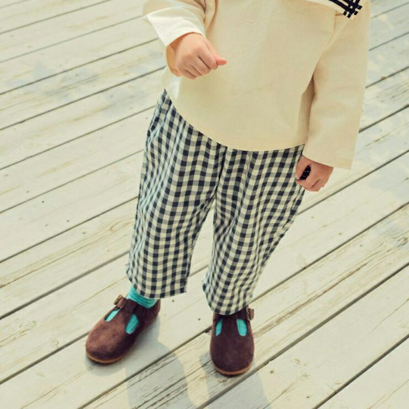 クロップドチェック柄パンツ・u06714 キッズ【3~8才】【pt】【パンツ ズボン ボトムス チェック柄 クロップド丈 カジュ