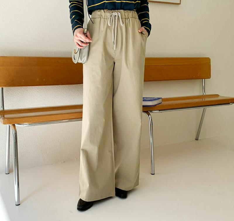 ウエストストレッチパンツ・全3色・t61155 レディース【pt】【韓国 ファッション ボトムス ズボン パンツ ロングパンツ 