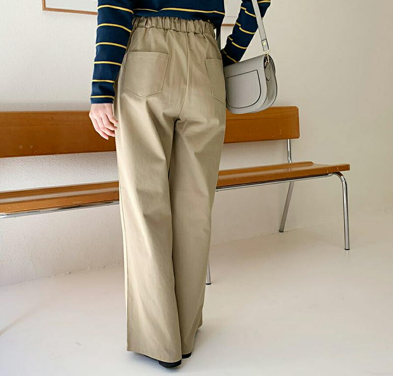 ウエストストレッチパンツ・全3色・t61155 レディース【pt】【韓国 ファッション ボトムス ズボン パンツ ロングパンツ 
