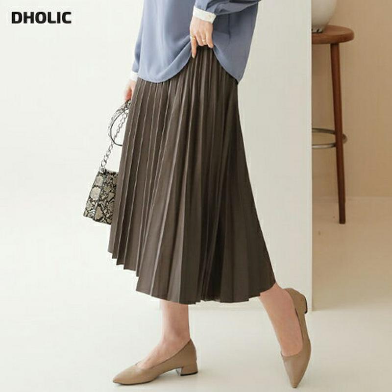 フェイクレザープリーツスカート・全2色・t64435 レディース【sk】【韓国 ファッション ボトムス スカート ロング丈 ロン